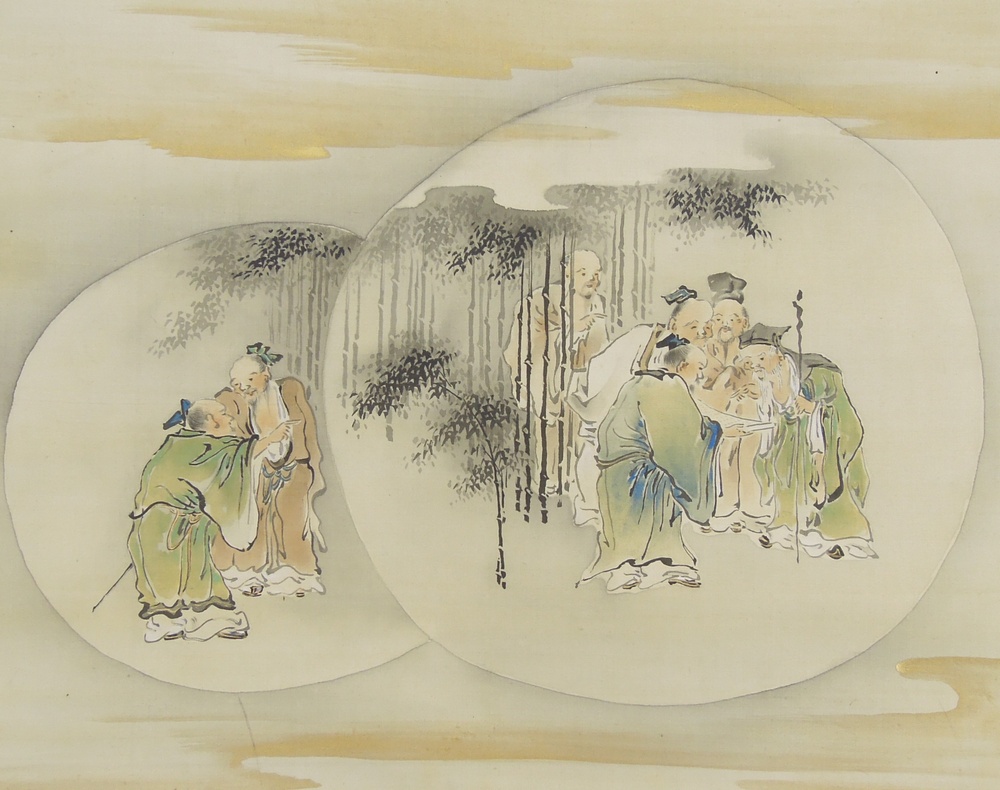 渡辺秋渓 『七賢・四皓図 双幅』 [古美術こもれび] 骨董,掛軸,絵画の