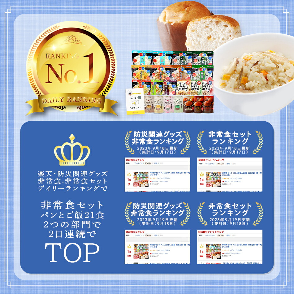 非常食レストラン シリーズ】パンとご飯1週間 21食 [朝・昼・晩]の保存
