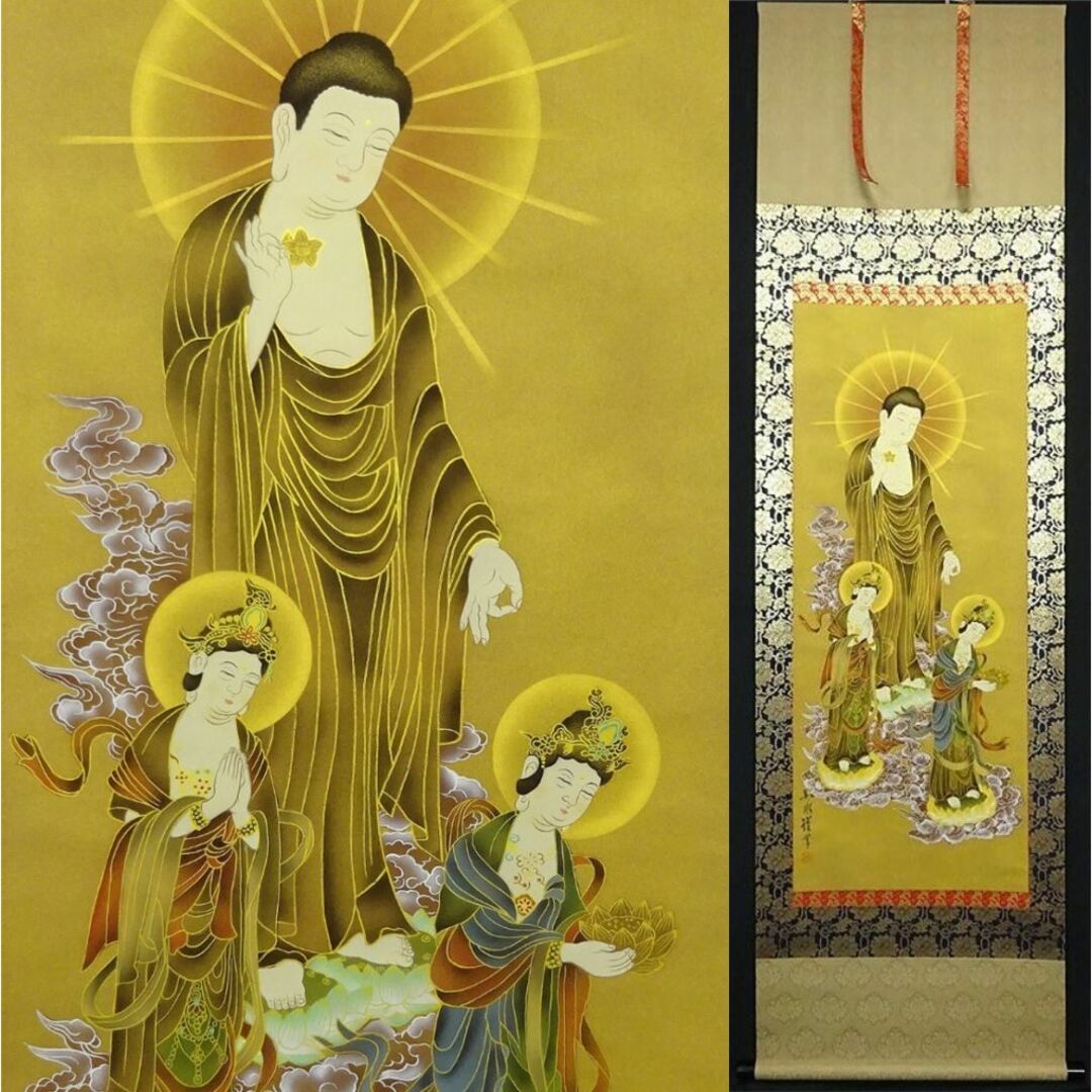 真作】掛軸 高橋栖峰 富士と鷹の図 格調高い日本画 吉祥画 合箱入 R3