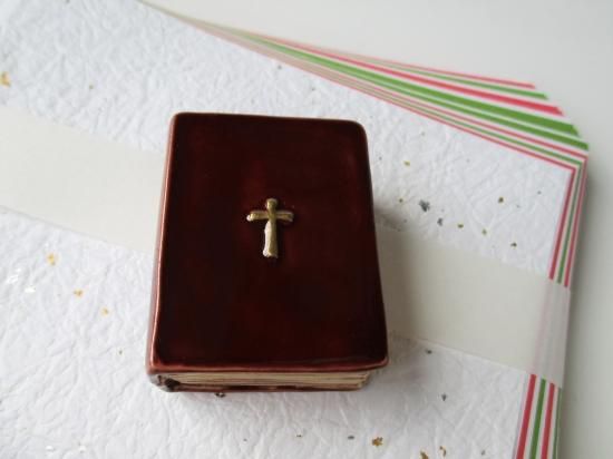 今岡三四郎作 聖書 香合 共箱 クリスマス 茶器/茶道具 香合 クリスマス