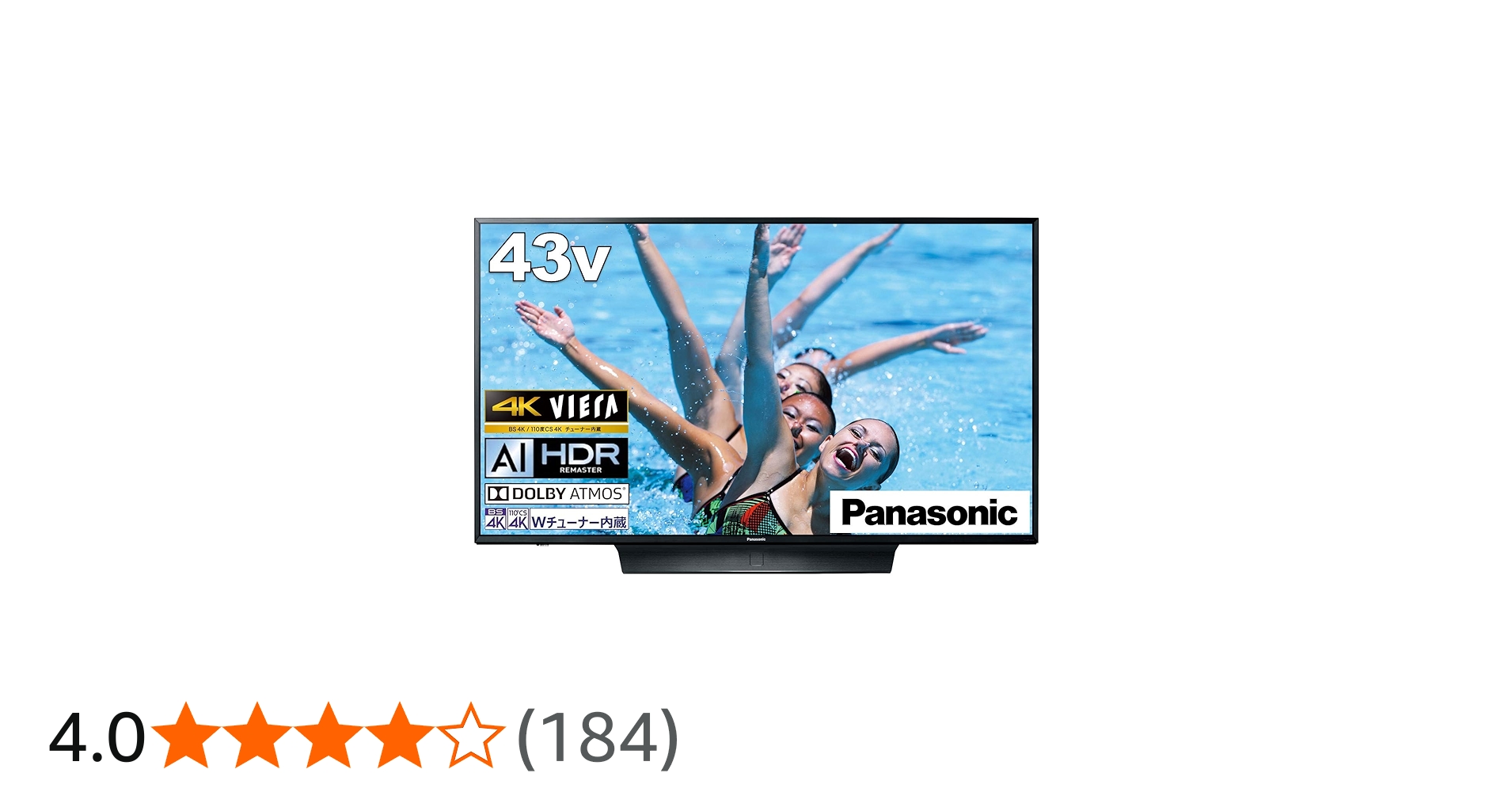 Amazon.co.jp: Panasonic TH-43HX850 43V Type, 4K Double Tuner Built