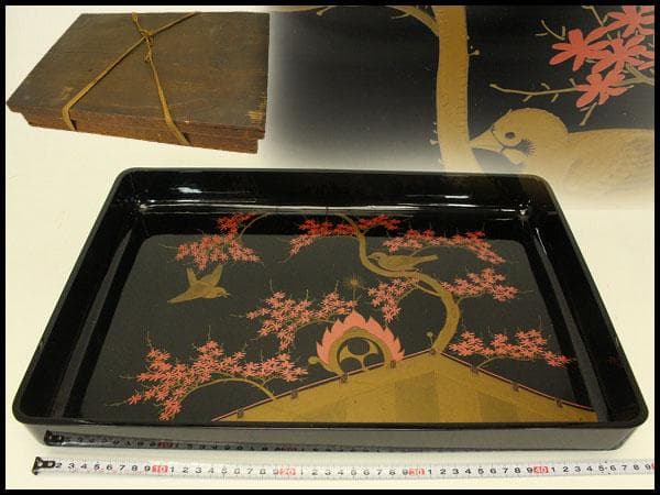 花鳥蒔絵 四方盆 廣蓋(ZE655) 花鳥蒔絵 象牙蓋物 螺鈿珊瑚入り 光民（作） | 古美術ささき
